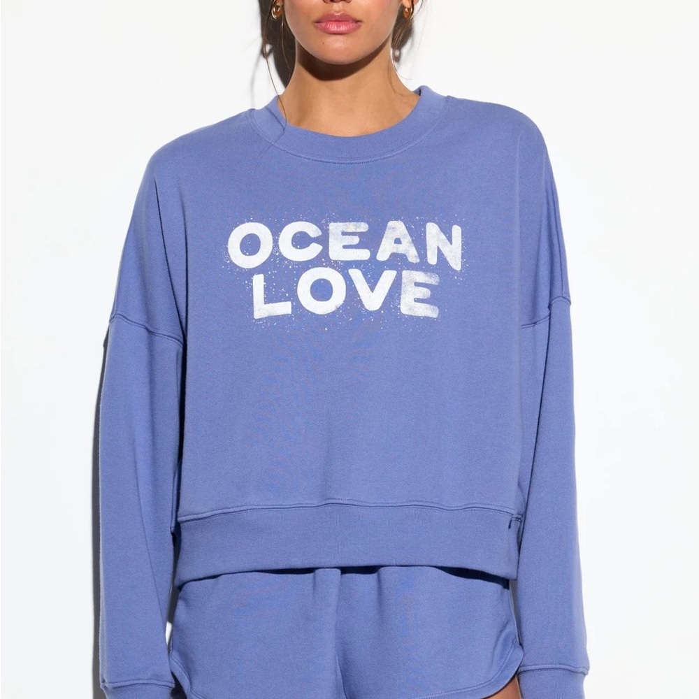 Spiritual Gangster Ocean Love Palisades Crew Indigo Oversized‎ Boxy Sweatshirt M